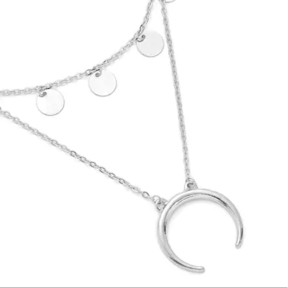 RESTOCKED Silver Layered Crescent Necklace - Picture 2 of 3
